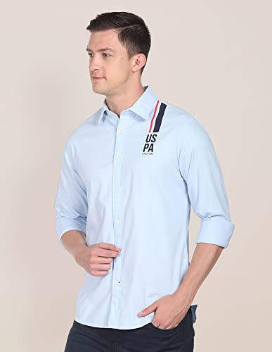 Image of U.S. POLO ASSN. Brand Printed Tailored Fit Shirt for Men - Cotton, Breathable & Comfortable, Full Sleeves Casual Shirt for Men