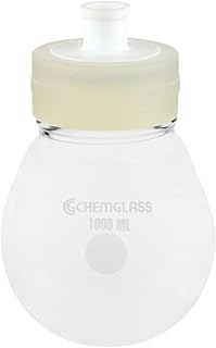 Chemglass CG-1512-X-11 Series CG-1512-X Heavy Wall Wide Mouth Recovery Flask, Single Neck, GL80 Glass Thread, 24/40 Connecting Adapter, 1000 mL Capacity