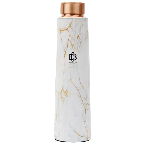 Image of 100% Pure Copper Abstract Designer Water Bottle with Ayurvedic Benefits Rustproof & Leakproof Copper Bottle for Home School Gym Travel Bottle Drinkware & Storage Purpose 900 ml