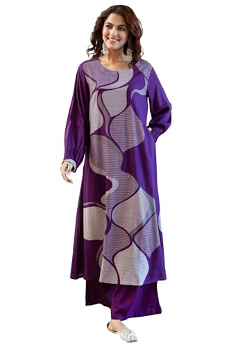 Palazzo pour femme en viscose mélangée au tombé parfait et ensemble imprimé