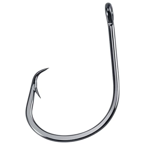 Dr.Fish 50 Pack in-line Circle Hooks, Straight Shank Octopus Hooks, Freshwater & Saltwater Fishing Catfish Tuna Bass Striper 1/0