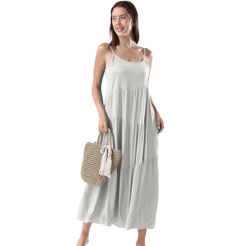 Image of Women Summer Spaghetti Strap Sleeveless Casual Flowy Beach Vacation 2025 Maxi Dress