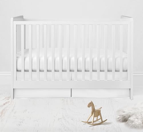 Image of Crib or Toddler Bed Skirt or Dust Ruffle Mix N Match Solid White