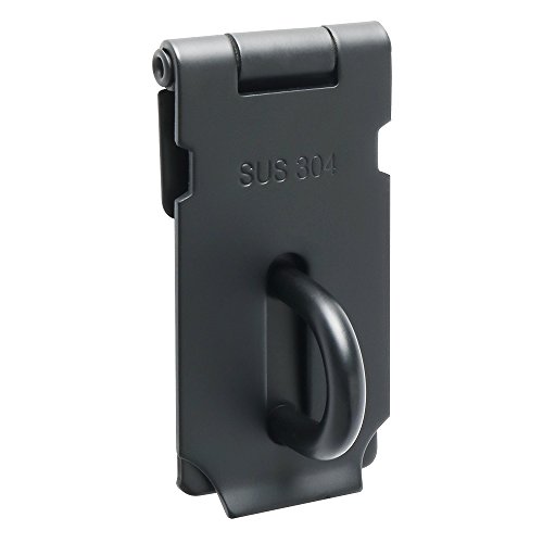 SAYAYO Verrou de Porte Cadenas Fermoir Moraillon Loquet de Porte avec Vis pour Porte, Meubles, Armoire, Tiroir, Placard et Jardin, 3 pouces, Finition Noire Mate en Acier Inoxydable, EMS9B-3