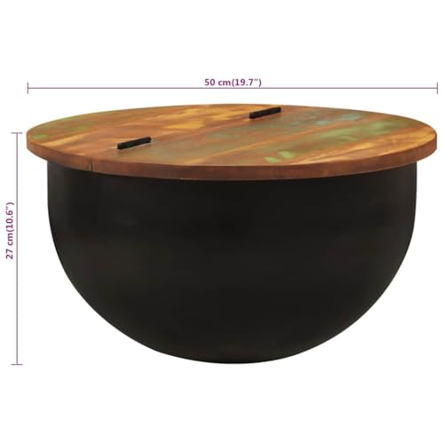Table Basse en Bois de Récupération Massif et Piètement Métal - 3