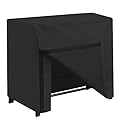 SunPatio Outdoor Firewood Cover for 4-Feet Log Rack, Heavy Duty Waterproof Firewood Rack Cover 50 Inch, Fade & UV Resistant Small Log Rack Cover with Fastening Straps, All Weather Protection, Black