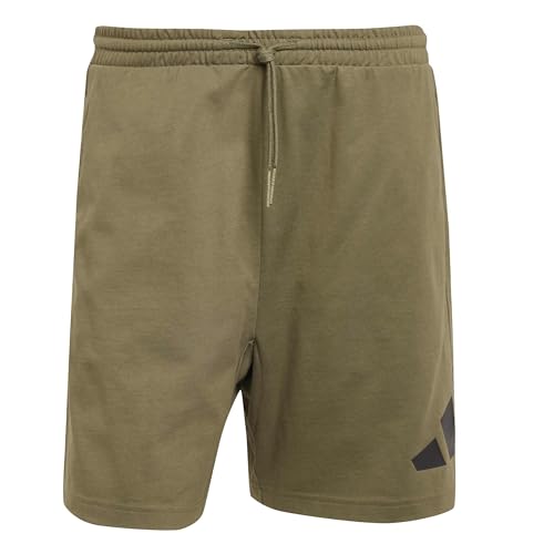 adidas Uomo Essentials Big Logo Single Jersey Short Shorts, Olive Strata/Black, XXL