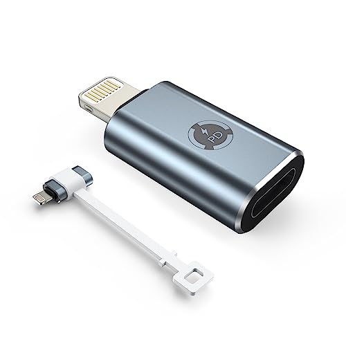 TechMatte USB C to Lightning Adapter, 27W PD Fast Charging Compatible with iPhone 14/13/12/11 Pro Max Mini/X/XR/XS/SE/8/7/6/iPad/iPod/AirPods, Support Data Transfer, with Anti-Lost Holder