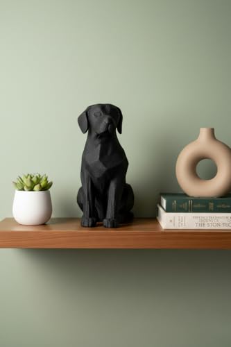 Image of Eco-Friendly Black Dog Statue - Modern Home Decor Accent | Minimalist Pet-Inspired Sculpture for Living Room, Office & Gifts
