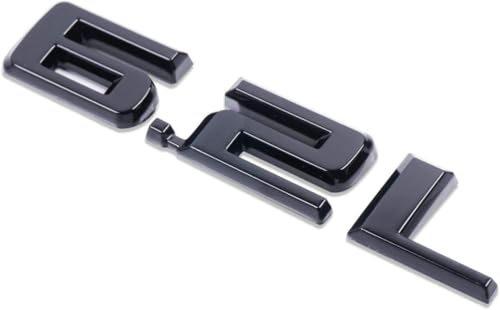 Image of 2pcs 6.2L Emblems 3D Hood Style Badge Logo Sticker Nameplate Letter Replacement for 1500 2500HD (Matte Black)