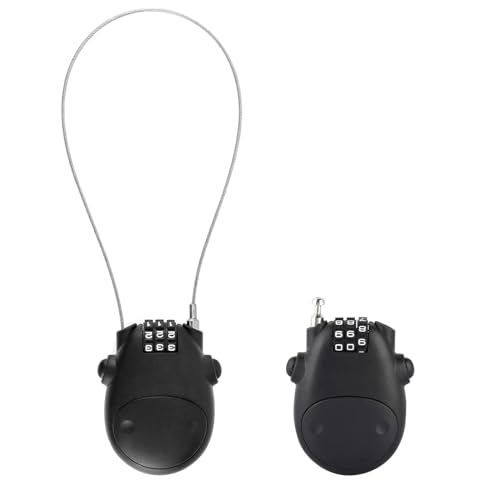 2Pcs Digit Code Combination Password Lock, Retractable Cable Lock Pram Lock, Password Security Coded Lock for Pushchair Bicycle Stroller Backpack Suitcase Luggage (Black)