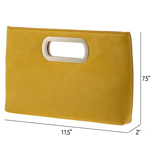 Image of Top Handle Faux Suede Clutch