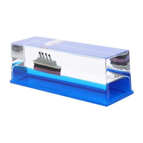 SOLUSTRE Unsinkable Cruise Ship Fluid Drift Bottle Ornament Creative Boat Model Decor for Home Office Unique Birthday Present for Men Nautical Table Accent