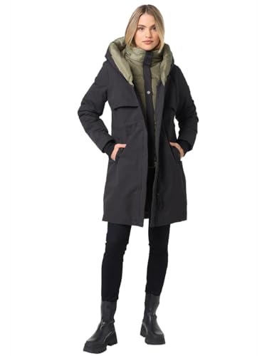 Navahoo Parka d'hiver pour femme, manteau d'hiver de créateur long avec col montant B970, Noir , XXL