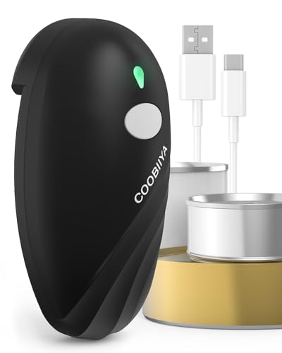 COOBIIYA Powerful Electric Can Opener, Rechargeable Can Opener Cordless for Seniors Seniors for Kitchen- Automatic Stop One Touch Can Electric Opener with Smooth Edge (Black)
