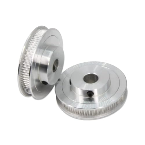 TUZUK 2-teiliges Set GT2 Synchronrad 20 und 80 Zähne, 5 mm Bohrung, Aluminium-Zahnriemenscheibe mit 2 Stück Länge, 250 mm Breite, 6 mm Riemen (20-80T-5B-6)