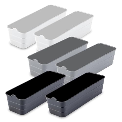 Image of KOLORR Unbreakable Flexi Tray Narrow- Black, White, Grey (Pack of 6) | Bathroom Organiser | Desk Organizers for Staitionary Jwellery Tool Cabinet for Bedroom or Washroom Kitchen Office