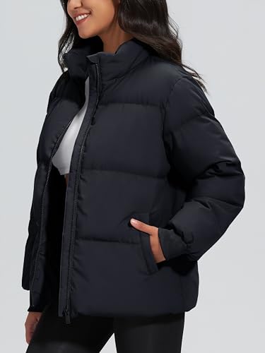 MAGCOMSEN Women's Winter Down Puffer Jackets Stand Collar Zip Up Water Resistant Warm Padded Quilted Coat with Pockets3