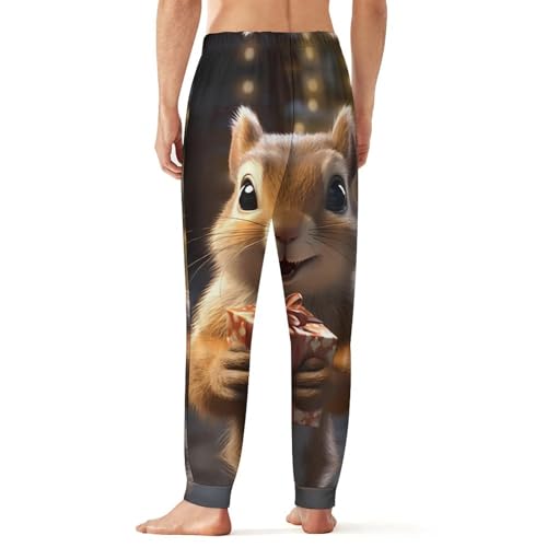 Christmas Squirrel Men's Pajamas Casual Sleep Pants Sweatpants Soft Sleepwear for Home2