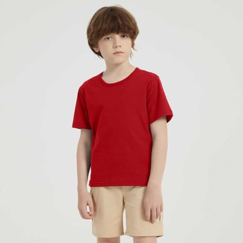Image of 3 Pack Kids T-Shirt Cotton Tee Shirts for Boys and Girls Toddler Tops | Soft cotton tee for unisex, crew neck, mix with shorts and jeans, basic for everyday wear,suitable for 2-14years