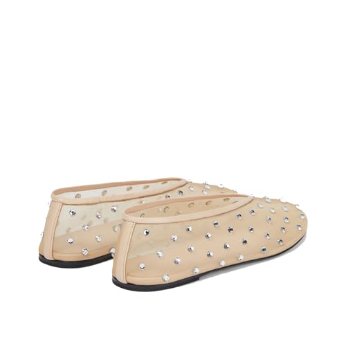 Women's Mesh Ballet Flat Shoes with Glitter Rhinestone Crystal Ballerina Flats Closed Square Toe Comfortable Casual Dress Mary Jane Shoes Ladies4