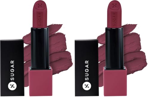 Image of SUGAR Cosmetics Glide Peptide Serum Lipstick with Hyaluronic Acid & Vitamin E | Velvet Matte Lipstick for Indian Skin | 1-Swipe Full Coverage | 4.2gm - 06 Moscow Mulberry (Pack of 2)