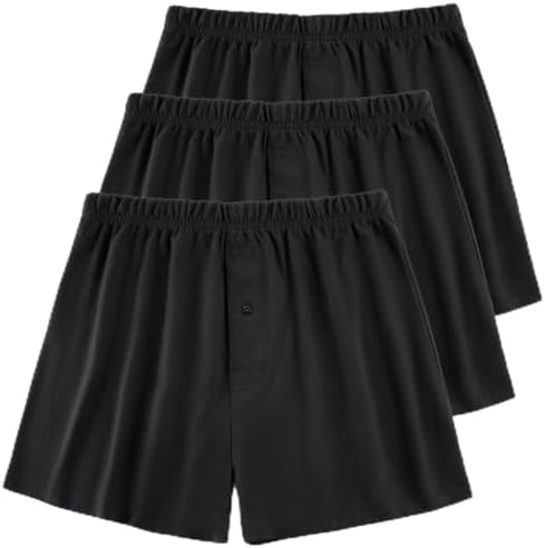 （04:00時点） [mom21] ニットトランクス メンズ 下着 パンツ 男性用 無地 M 3枚セット (M, ブラック)