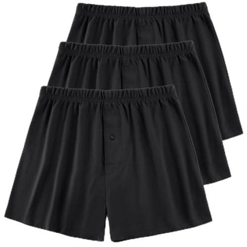 [mom21] トランクス メンズ パンツ 下着 無地 L 3枚セット (L, ブラック)の商品画像（Amazon）