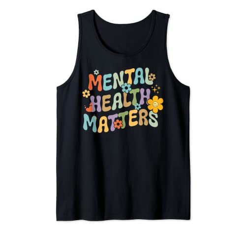 Retro Groovy Mental Health Matters Cita motivacional de moda Camiseta sin Mangas