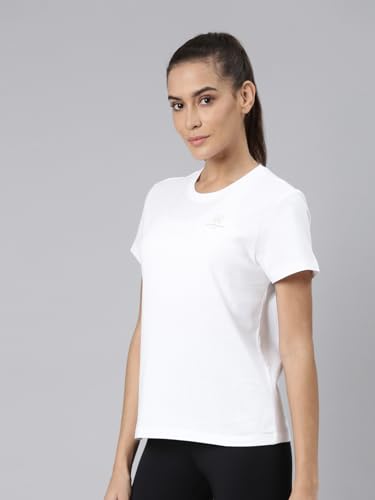 Image of XTEP Comprehensive Training Series, Crew Neck Style, Slim Fit, Short Sleeve, Twill Weave, Sports Tshirt 100% Cotton T-Shirt for Women (Pearl White, Pink, Blue)