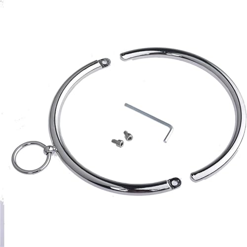 Metall Halsband Bondage Choker ​Halsband Abnehmbaren O-Ring Fetisch Folter Sklave Sexspielzuege Mit Traktionsring Sm Extrem Fesseln Sex Set Für Paare Frauen Männer,Women12mm Silver (Frauen12mm)