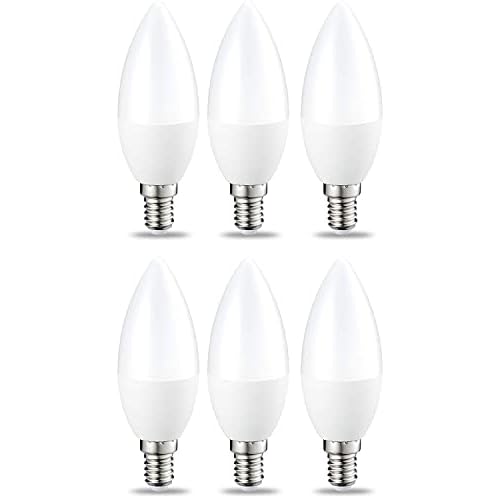 AmazonBasics E14 LED Lampe, Kerzenform, 5W (ersetzt 40W), klar, dimmbar- 6er-Pack