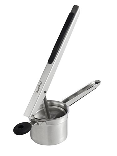 VonShef Professional Stainless Steel Mash Potato Ricer Masher/Fruit Press With Black Soft Touch Handles