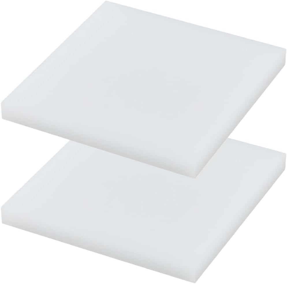 2PCS 4 x 4 x 0.4 Inch White Leather Punch Pad Plastic Mute Punching Hole Mat Square Plastic Sheet Tapping Block Pad High Density Polyethylene Board for Machining Improvement DIY Crafts