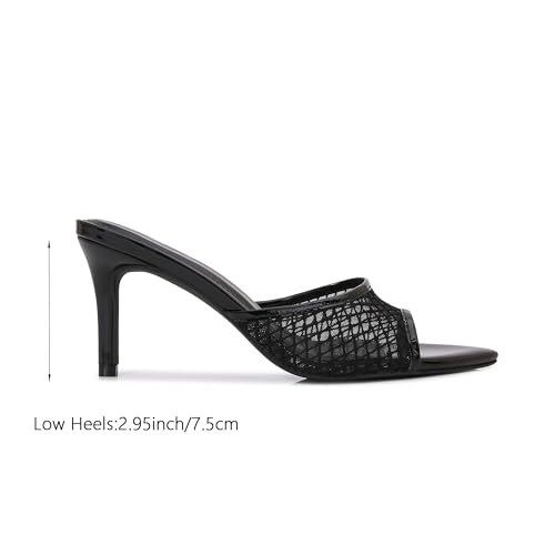 Image of Women Clear Pointed Toe Sandals Stiletto Heels Transparent Strap High Heels Slip on Mules for Women