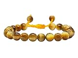 Yellow Cat's Eye Bracelet for Women Men's Gifts - Protection Healing Crystal Bracelet - 8mm Gemstone Beaded Adjustable Bracelet Pulseras Para Hombres Mujer Stocking Stuffers