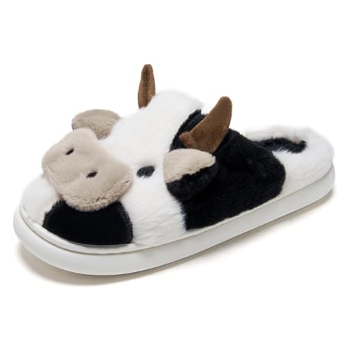 Cow Cartoon Slippers For Women Indoor And Outdoor Mens House Cute Fuzzy Keep Warm Animal Cloud Slides Winter Soft Comfy Warm Anti-Slip Home Slippe2