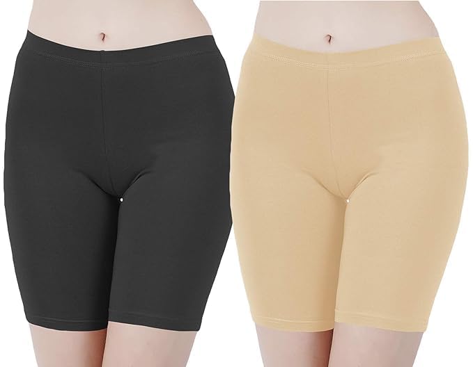 TEXTREE Women's Cotton Mid Waist | Cycling Shorts | Boy Shorts Panties Under Dress | Yoga Shorts | Workout Shorts | Gym Shorts | Running Shorts | Biker Shorts for Women Pack of 2-image-44
