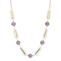 Dazylleco Lange Kette Gold Damen Kette Statement Lang mit Perlen Große Modeschmuck Geschenke für Mama(106-Purple)