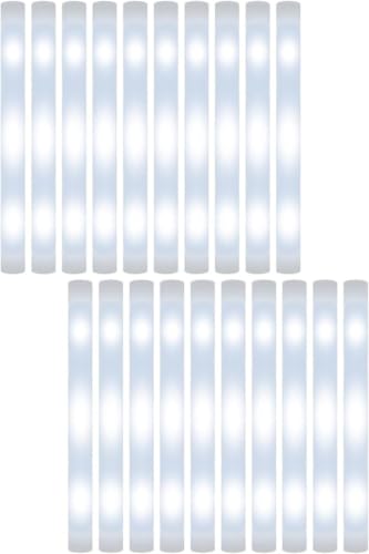 White LED Foam Glow Sticks 48cm,10Hrs Flashing Party Decorations (12pcs)