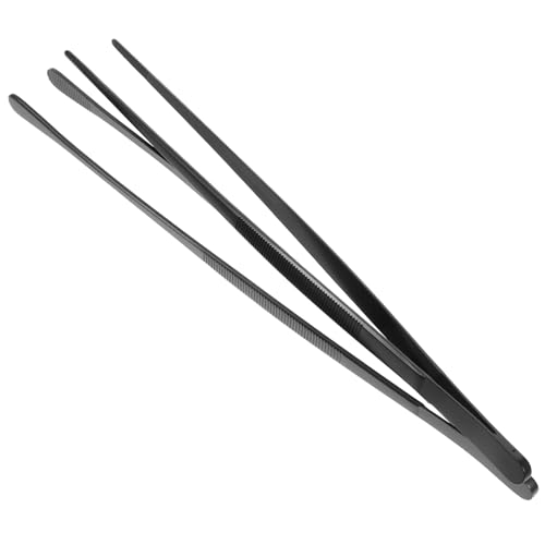 TOPPERFUN 2 Piezas Juego de chaqueta de barbacoa pinzas para servir comida Cocina pinzas de chapado Pinzas para asar lengua para servir pinzas de comida ensalada Acero inoxidable Negro