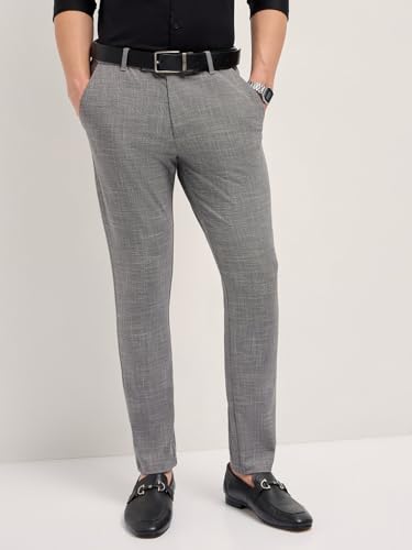 Image of THE BEAR HOUSE Men's Blue Regular Fit Formal Trouser