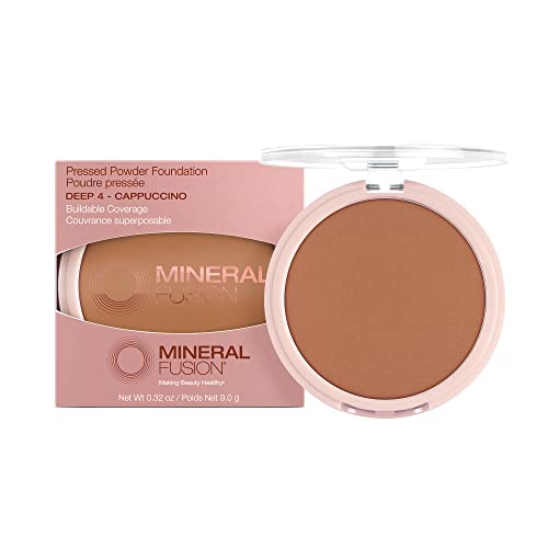 Mineral Fusion Makeup Pressed Powder Foundation Deep 4, 0.32 Oz #TOP21