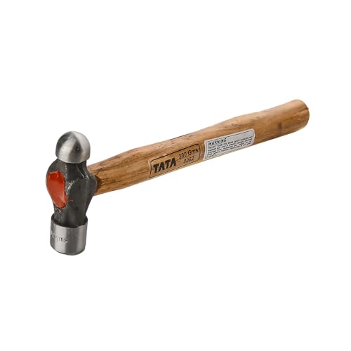 Image of Tata Agrico Ball Point Hammer 300g | High Carbon Steel Head | Polished Face & Peen | Wooden Handle | Ideal for Mechanics, Engineers, Garage & DIY Metalwork