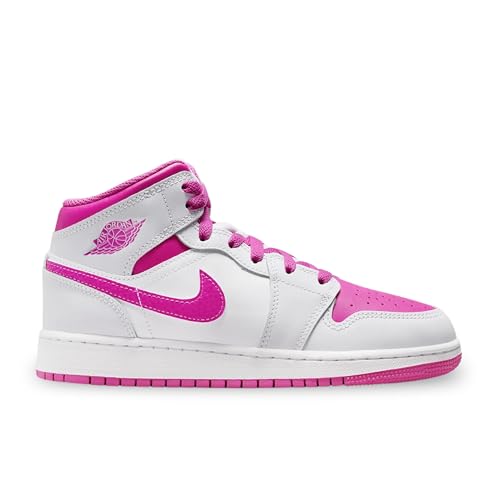 Jordan Big Kid's 1 Mid Iris Whisper/Fire Pink-White - 4.52