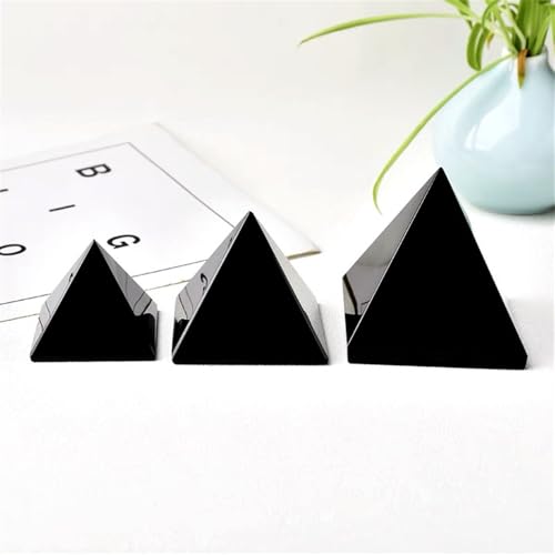 Pirámide de cristal de roca obsidiana negra pulida de 340g 6