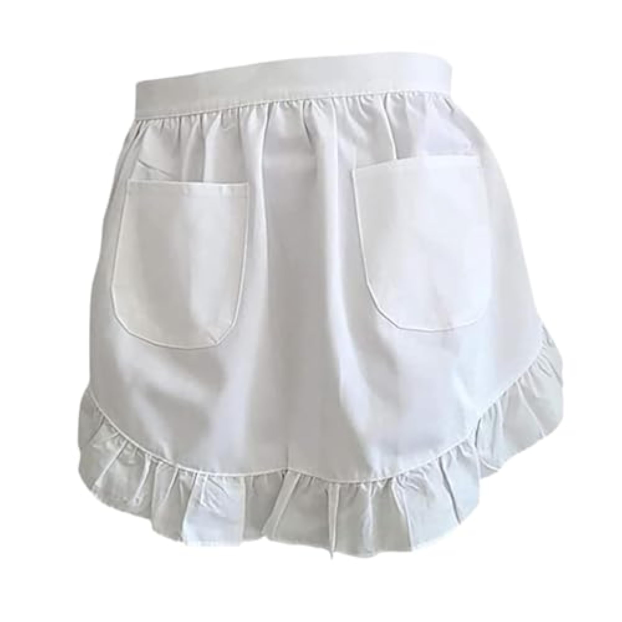 Elegant White Half Apron for Adults, Short Cooking Apron