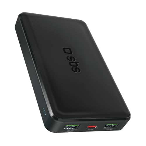 SBS PowerBank 10K FAST, 10000mAh, 22.5W Power Delivery (PD 3.0 PPS), Power Bank con Ricarica Rapida, LED di Carica, USB-C, USB-A, Caricabatterie Portatile da Viaggio, Design Compatto, Nero