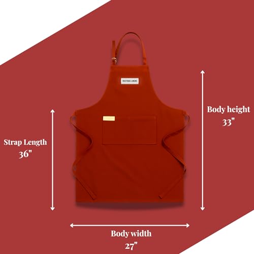 Image of Kitchen Apron - 100% Cotton, Adjustable Neck strap, Large Pocket - Unisex Apron for Men & Women - Cooking, Baking, BBQ, Gardening - Solid Colours, Striped and Checkered Patterns