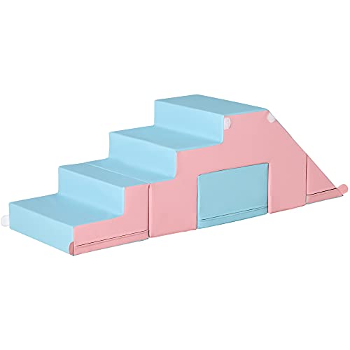 HOMCOM 2 TLG. Schaumstoff Bausteine Kinder Softbausteine Weiche Riesenbausteine Schaumstoffblöcke für 1-3 Jahre alt Kinder Spielbausteine Rosa+Blau